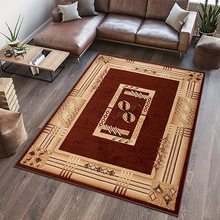 Tapiso Tapis Collection Atlas Salon Chambre Piece De Sejour Couleur Beige Marron Bordure Motif Abstrait Facile D Entretien Haute Qualite 250 X 300 Cm Amazon Fr Cuisine Maison