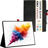 iNenya 12"x9" Portable White Board with Foldable Stand, A4 Small Whiteboard, Ultra-Smooth Anti-Ghosting Surface, Easy Wipes Dry Erase Board for Office Home School, Includes Marker &amp; Eraser (Black)
