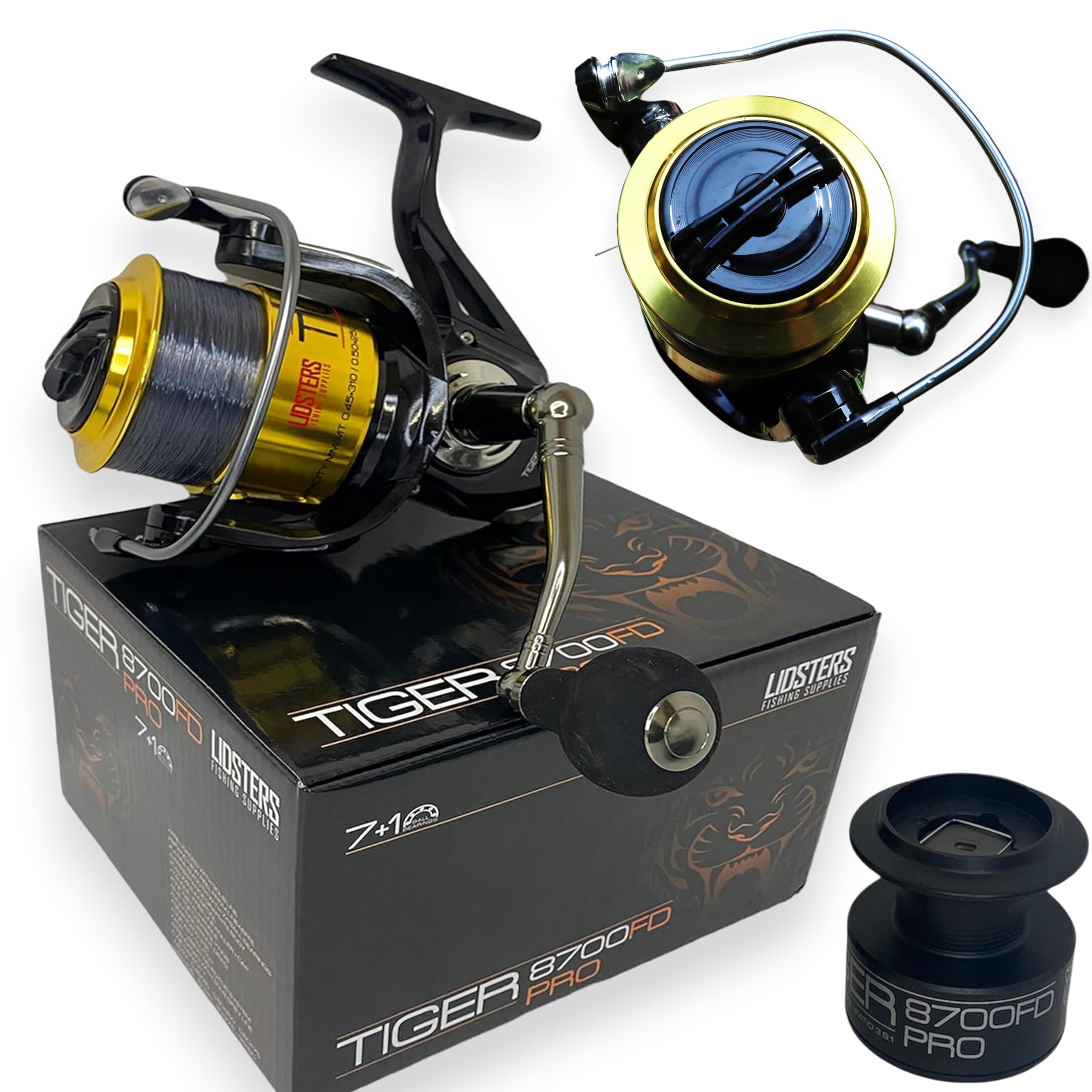 Lidsters 7 + 1 BB TIGER 8700 FIXED LARGE SEA FISHING BEACH PIER REEL 30LB LINE