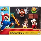 NINTENDO 400152 Nintendo Super Mario Lava Castle 2.5" Figure Diorama Play Set, Includes: Fire Mario, Spiny, & para Goomba, Me