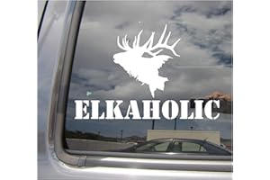 RIGHT NOW DECALS Elkaholic Elk Hunting Hunter - Cars Trucks Moped Helmet Hard Hat Auto Automotive Craft Laptop Vinyl Decal Store Window Wall Sticker 01064