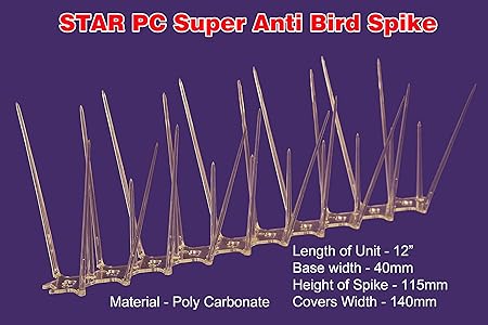 Star Nets Pigeon Control Spikes,Polycarbonate Anti - Bird Spikes (Set Of 10 Pcs)