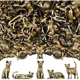 Pinkunn 100 Pcs Halloween Mini Brass Figurines, Mini Cat Figurines Statue | Tiny Metal Cat to Hide, 0.6inch Miniature Zinc Alloy Figurines for Halloween Party Favors Bag Fillers Garden Dollhouse Decor