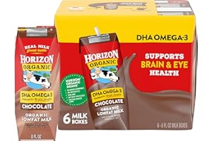 Horizon Organic Shelf-Stable 1% Lowfat Milk Boxes with DHA Omega-3, Chocolate, 8 Fl Oz, 6 Pack
