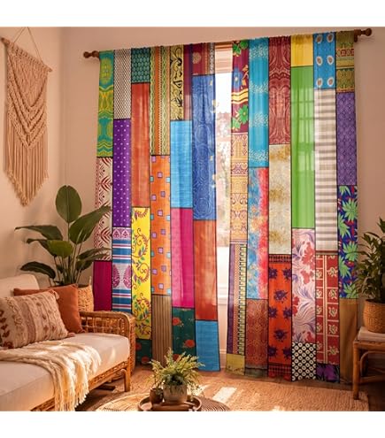 Amazon.com: Cuisine Haven Assorted Vintage Silk Sari Curtain for