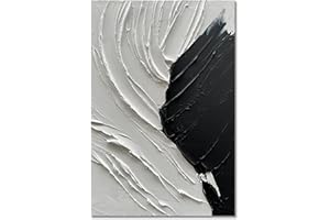 NANKAI Art Hand Painted Thick textured black and white Minimalist home wall Art Deco oil painting 36x24 inches