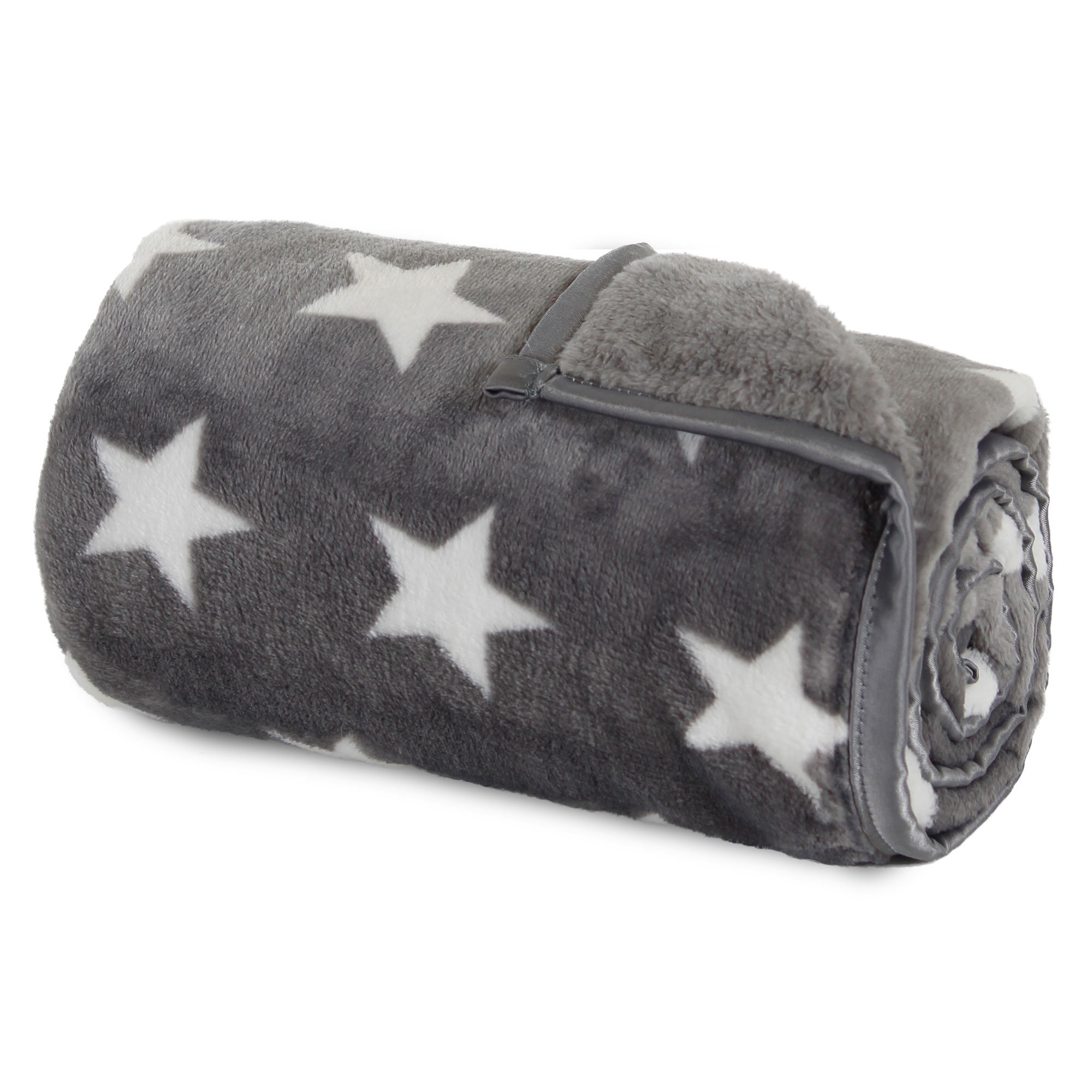 babybay cuddle blanket, dark grey stars white
