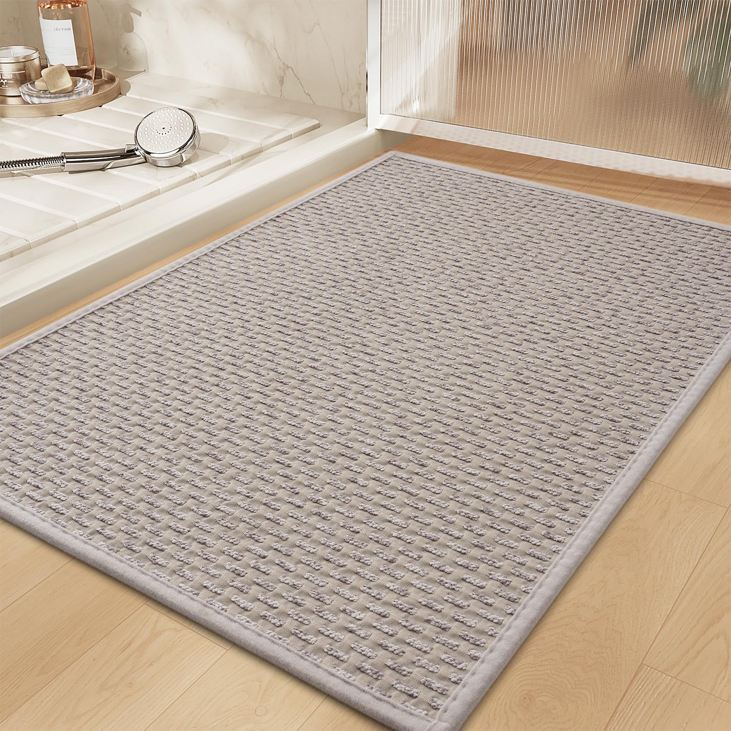 Photo 1 of RESARE Non Slip Bath Mat - Machine Washable Bathroom Rug, Super Absorbent, Quick Dry, Ultra Soft, 17"x24", Light Grey