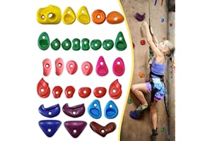 SREHRLY 32 PCS Rock Climbing Wall for Kids,Rock Wall Climbing Holds,Adults Climbing Wall Grip Kits Holds Up to 230 lbs for Outdoor Indoor Home Playground Climbing Wall Holds