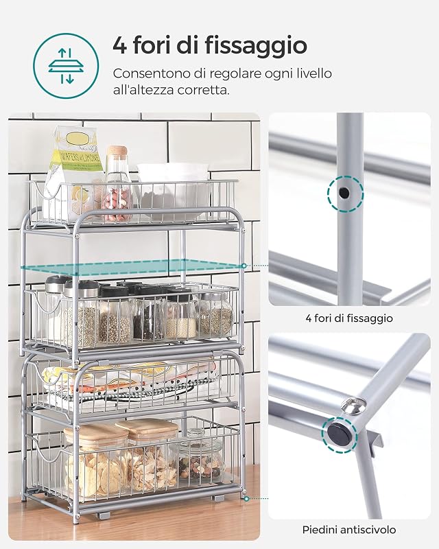 Organizzatore da Cucina, Scaffale a 2 Ripiani Estraibili