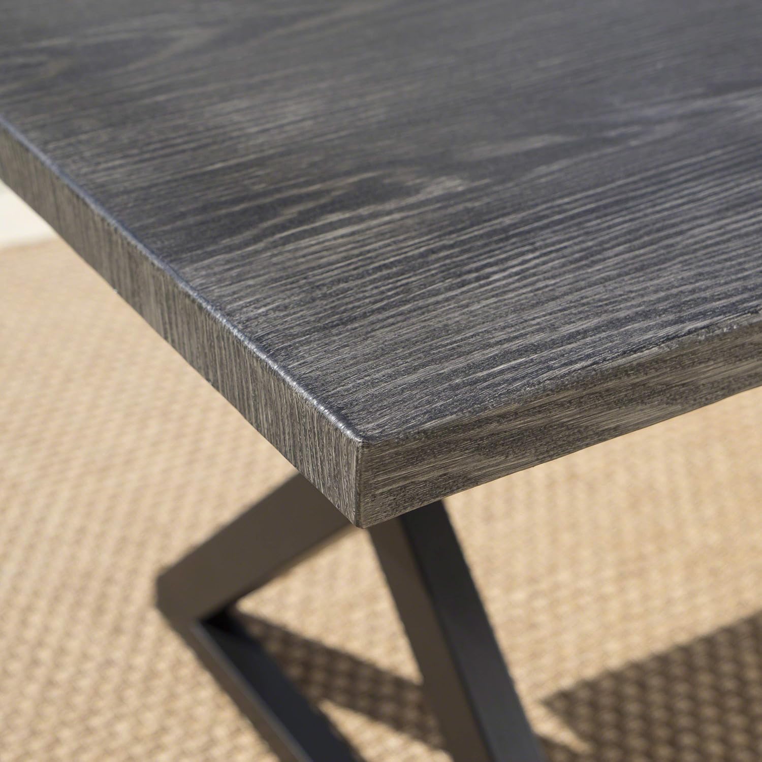 Christopher Knight Home Rolando Outdoor Aluminum Dining Table with Steel Frame, Grey / Black : Garden & Outdoor
