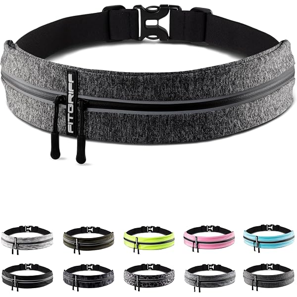 JEVRKAPZ Running Belt Waist Pack - Adjustable Fanny Pack For Phone, Sweat Resistant (Black/Gray) - View #3