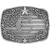 Absbolo Western Belt Buckle Men Initial Letter ABCDJRM to Z Silver Cowboy Belt Buckles for Women