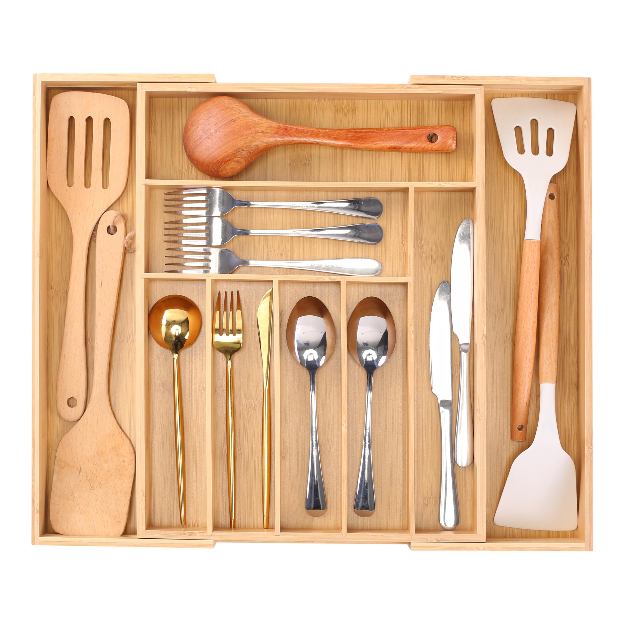Walgreen® Bamboo Expandable Cutlery Tray Organiser Holds Silverware Kitchen Utensils Holder For Kitchen Cutlery Tray Accessories Drawer Organiser