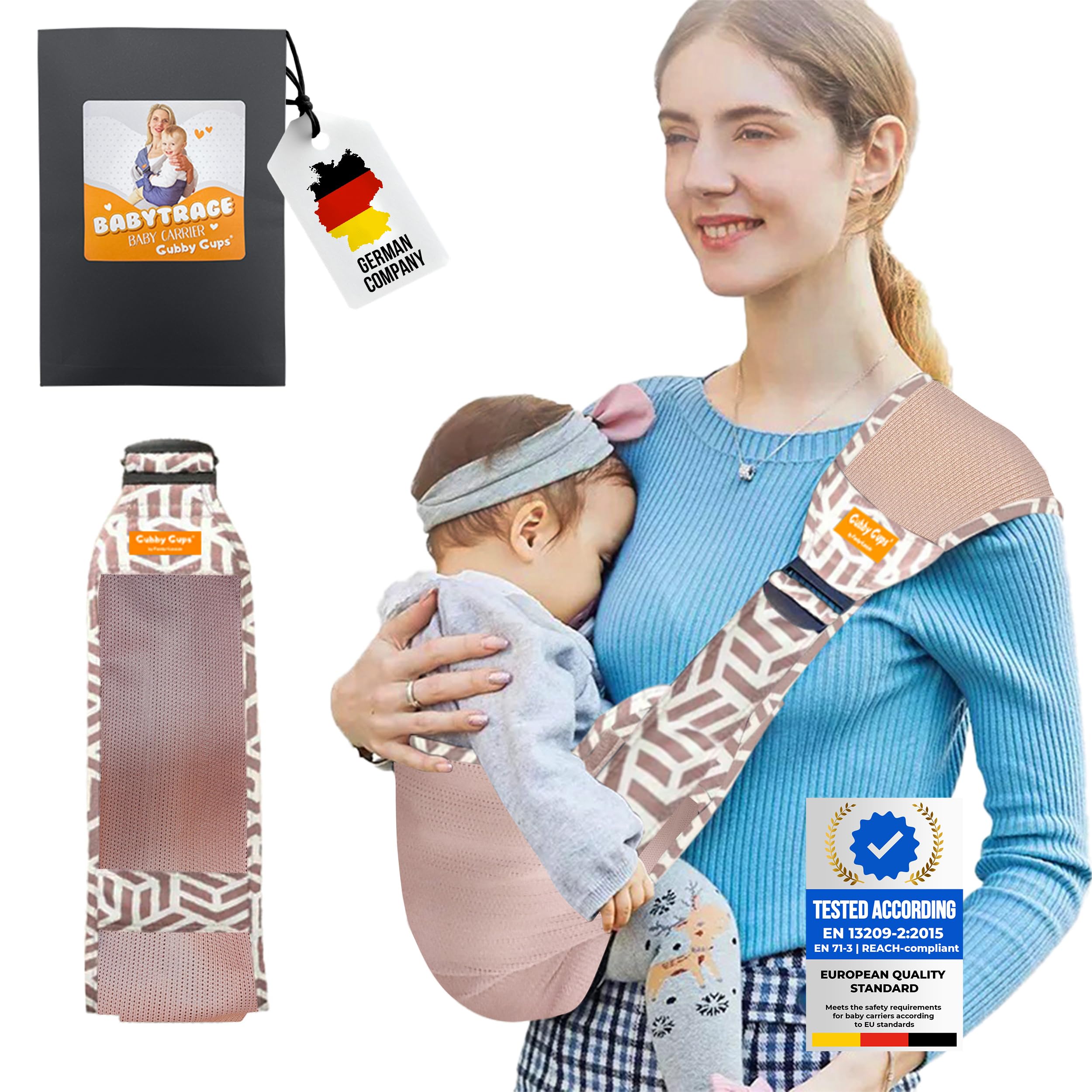 GUBBY GUPS® Ergonomic Practical Baby Carrier V1.0 for Quick Inserts - Sling Baby Newborn Baby Carrier Strap Toddler up to 15 kg, Hip Seat Baby Carrier System