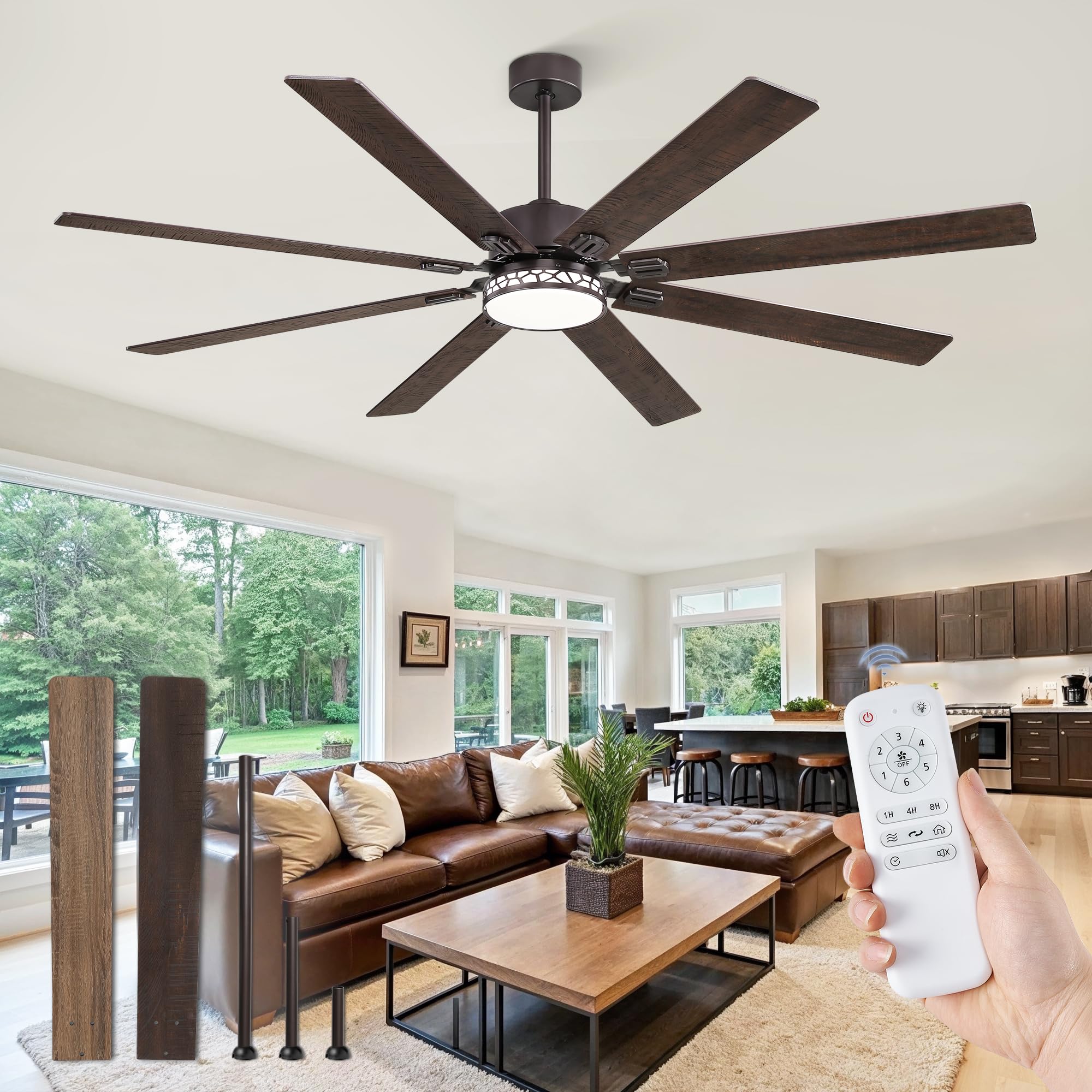 Photo 1 of ***PARTS ONLY***Fanbulous 72 Inch Large Ceiling Fans with Lights, Farmhouse Ceiling Fan with Light and Remote, Dual Finish 8 Blades, Reversible DC Motor, 3CCT, 6 Speed, Modern Ceiling Fan for Living Room, Oil Bronze
