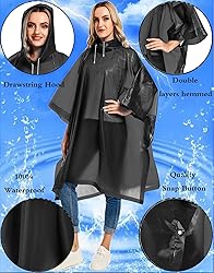 Borogo 2 Pack Rain Ponchos for Adults Reusable