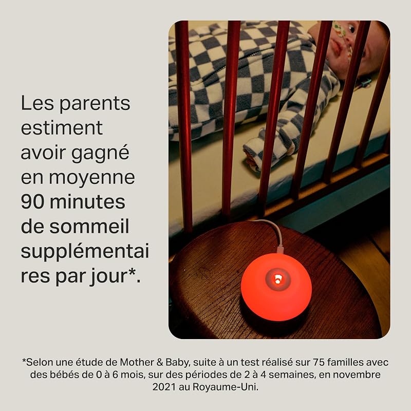 Dreammaker aide au Sommeil pour Bébé, scientifiquement prouvé pour aider les bébés à mieux dormir, bruit rose, veilleuse rouge, capteur de pleurs intelligent