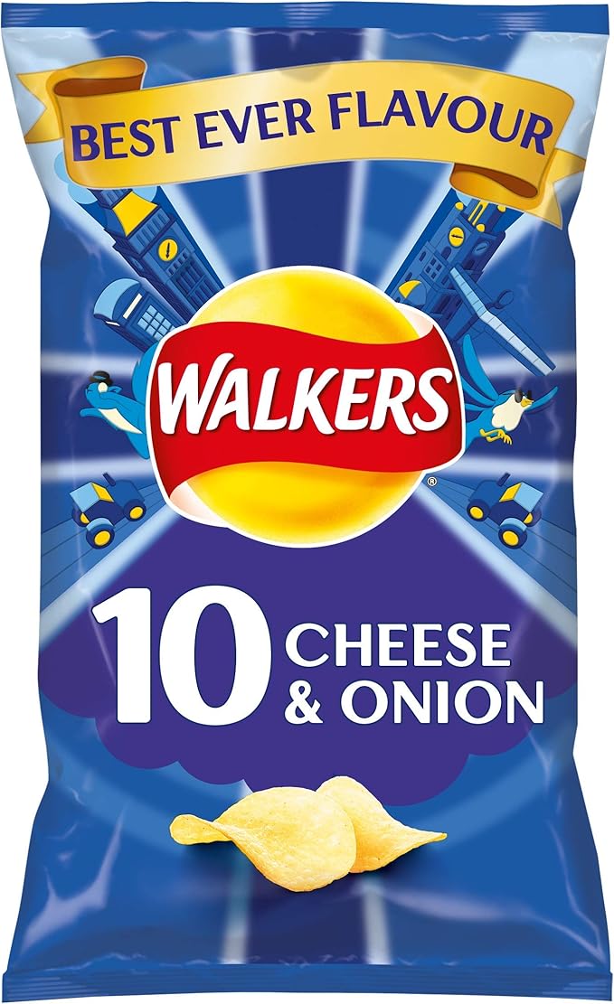 Walkers Cheese and Onion Multipack Crisps, 10 x 25 g Amazon.co.uk Prime Pantry