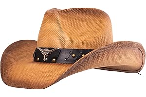 grinderPUNCH Western Outback Cowboy Hat Men's Women's Style Classic Straw Western Cowgirl Hat
