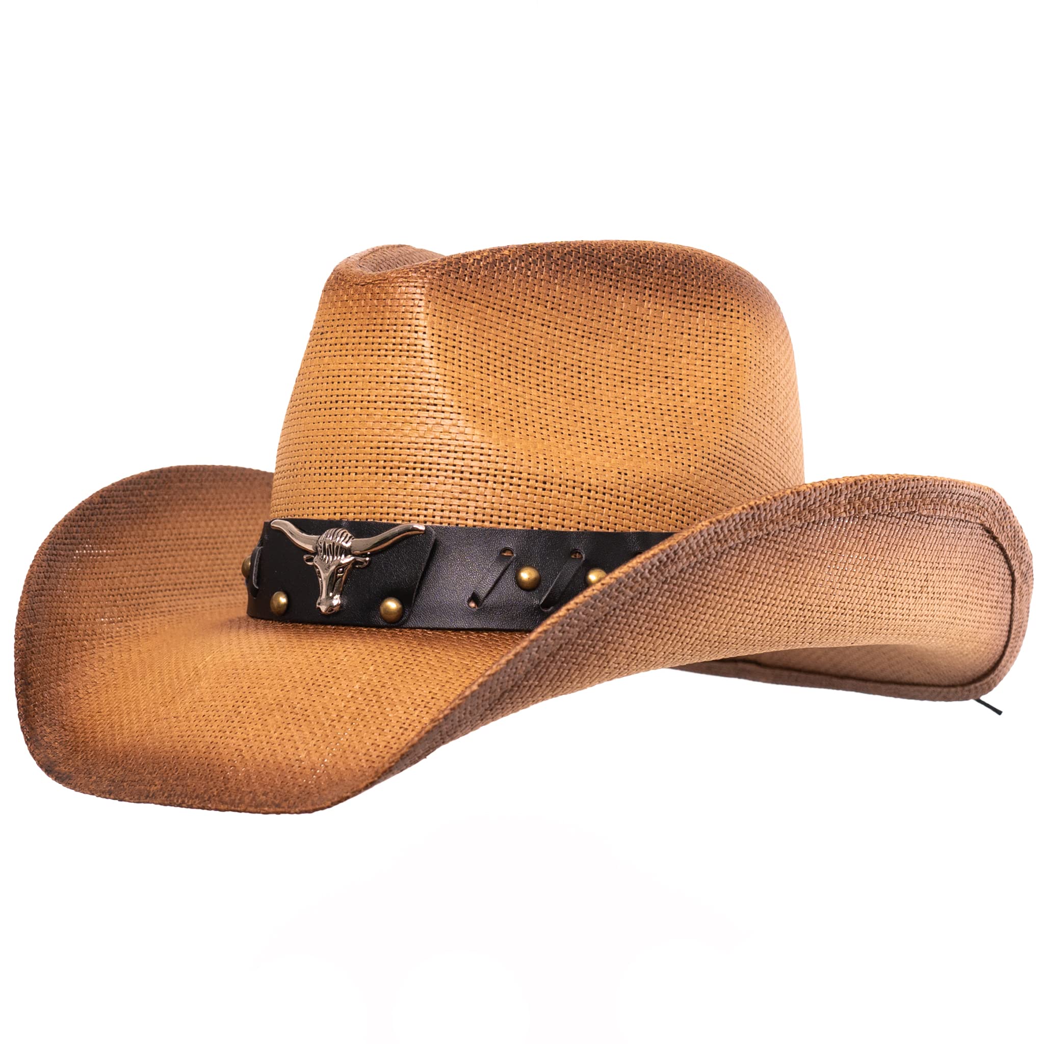 5189 Men & Women Woven Straw Cowboy Cowgirl Hat New Western Style Classic Western Straw Cowboy Cowgirl Hat for Men Women Wide Brim  main image 2