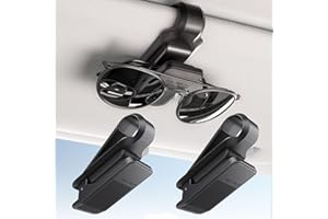 HALOBLK One-Handed-Operation Sunglass Holder for Car, Universal Visor Sunglasses Clip with Non-Slip Silicone Pads, 2 Packs