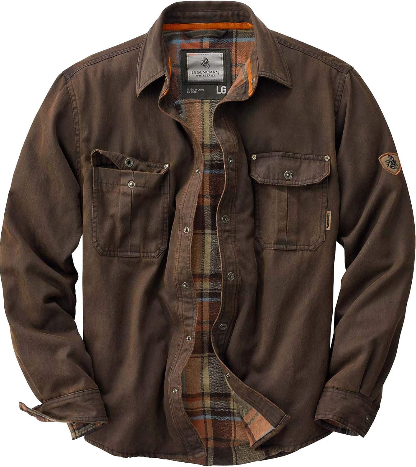 Legendary Whitetails Men's Journeyman Flannel Lined Rugged Shirt Jacket: Clothing