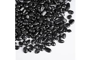 Rahato 5 lbs Black Pebbles for Indoor Plants, 3/8" Small Rocks for Plants Indoor, Succulent, Bamboo, Vase, Decorative Black River Rocks Pea Gravel, Highly Polished