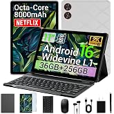 WITFOCUS 2026 Android 16 Tablet 11 Inch 2K IPS 36GB RAM 256GB ROM (1TB TF) with 3-in-1 Keyboard Mouse Stylus Case &ndash; T606 8-Core, 8000mAh, Widevine L1, 8+13MP, 5G/2.4G WiFi，PC Experience-Gray