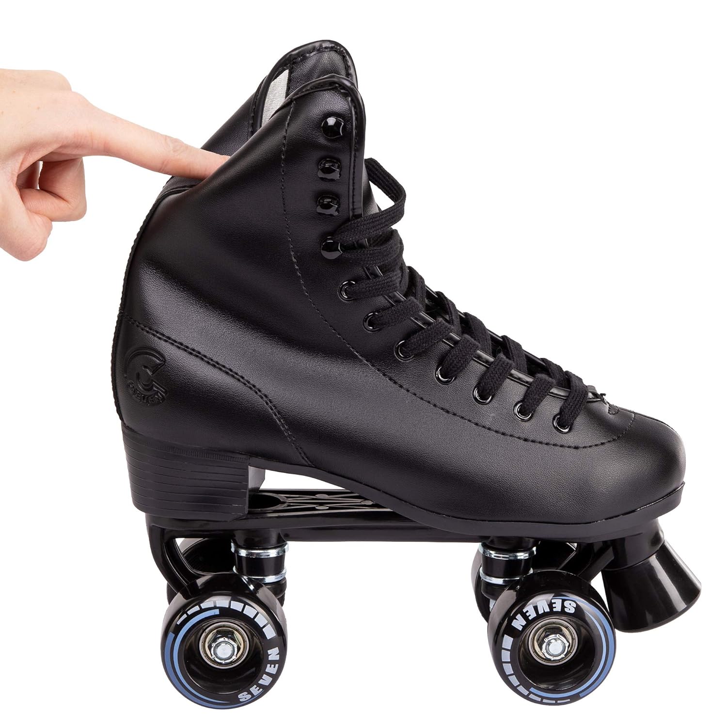 cal 7 soft boot roller skate retro fashion high top design in faux leather for indoor & outdoor