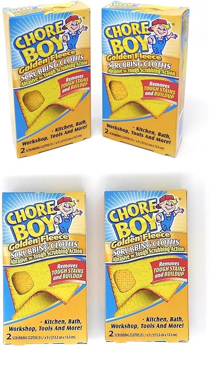 Chore Boy Golden Fleece Scrubbing Cloths | 2-Units per Pack | 4-Pack | (Total of 8 Scrubbing Cloths)