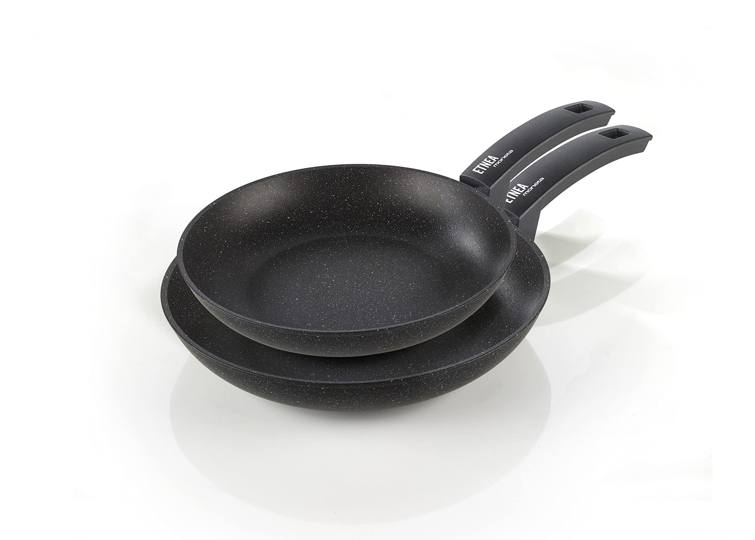 Moneta Etnea Set of 2 Frying Pans, Stone Surface Non-Stick and Anti-Scratch Coating, 24, 28 cm, 2-Piece Pan Set