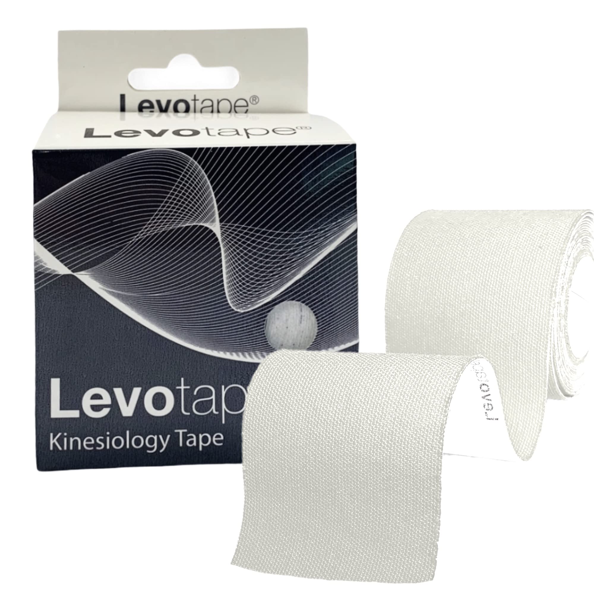 Levotape Kinesiology Tape - 5cm X 5M (White, 1 Roll) - Hypoallergenic, Waterproof Tape Physio, Medical Sports Kinesiology Knee Tape/Muscle Injury, Sport/Shoulder Support Tape