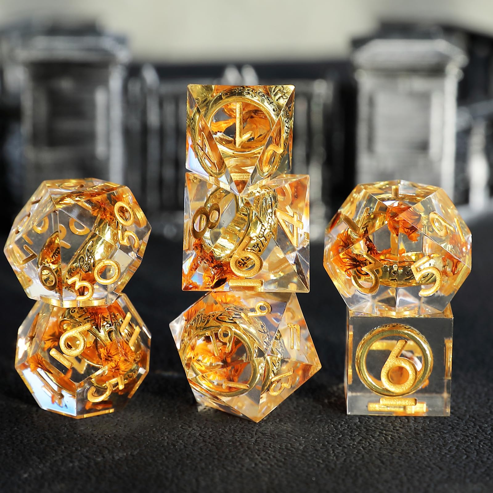 Lord of The Rings DND Dice Set 7pcs D4 D6 D8 D10 D12 D20 D% Polyhedral Handmade Resin D&D Dice for Dungeons and Dragons Pathfinder Roll Playing Table Games RPG MTG Games with Gift Box — image 1