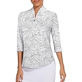 Cucuchy Womens Golf Shirt Quick Dry 3/4 Sleeve Quarter Zip Polo Workout Tops Tennis Shirts S-XXL