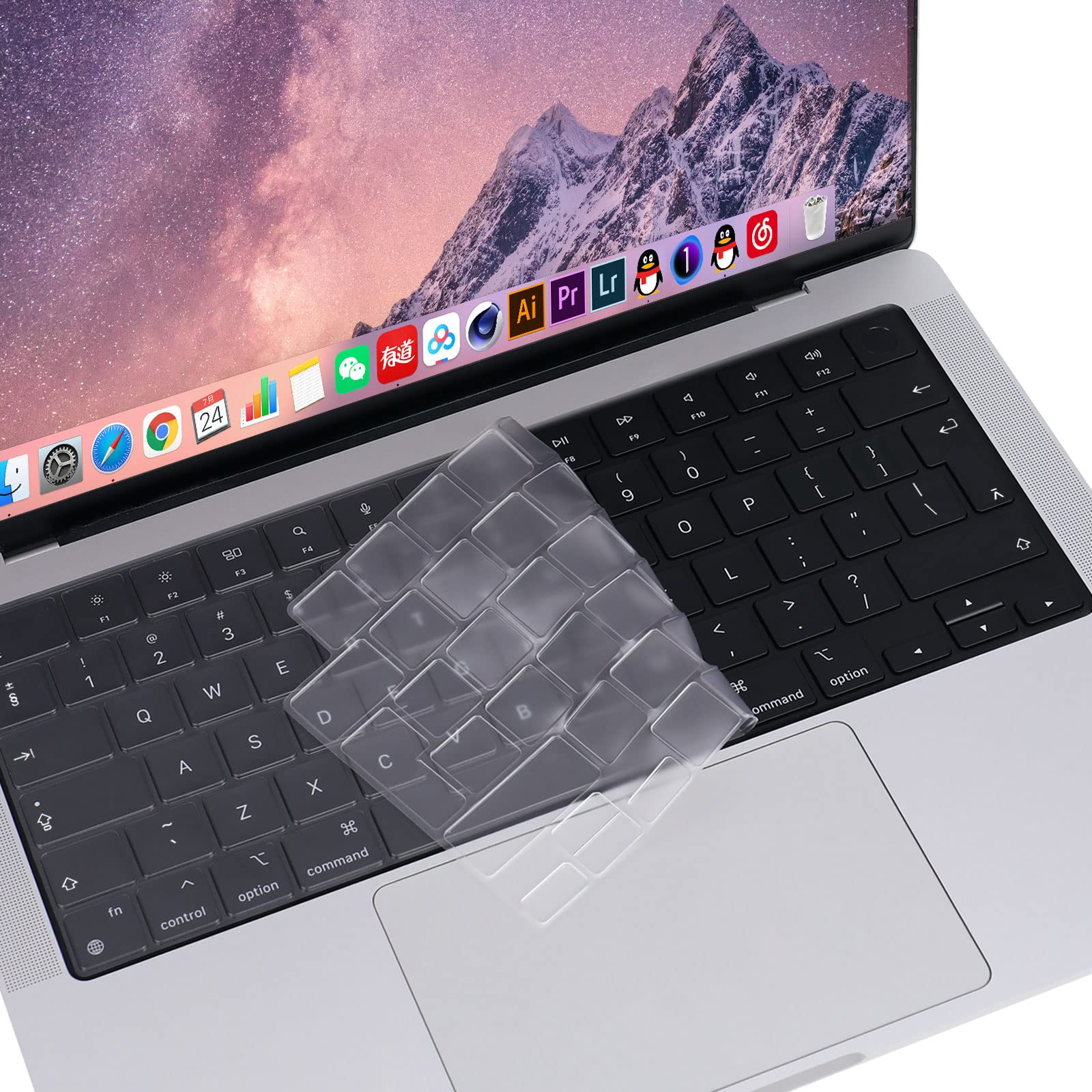 MOSISO Ultra Thin TPU Keyboard Cover Compatible with MacBook Air 13.6 M3 M2 2024 2022, for MacBook Air 15 M3 M2 2024 2023, for MacBook Pro 14/16 inch M4 M3 M2 M1 2021-2024, Skin UK/EU, Transparent