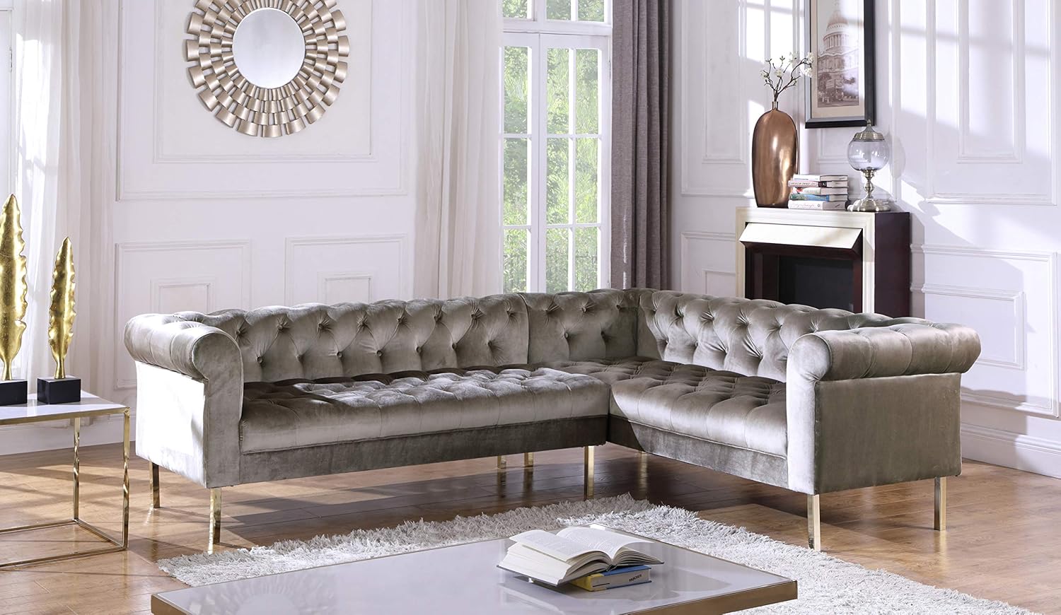 Best button tufted sectional sofa