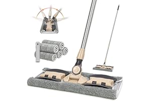 VAIIGO Professional Microfiber Hardwood Floor Mop, Flat Mops with 5 Pieces Reusable Washable Pads for Home and Office Wet or Dry Floor Cleaning