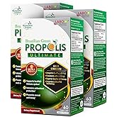 LABO Nutrition Brazilian Green Propolis Ultimate – Propolis Extract with 28mg Artepillin C and 5% Flavonoids Natural Bee Supplement for Immune, Brain Support High Concentrate Propolis, 60 Veg Capsx3