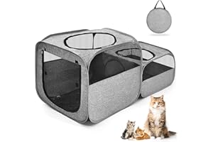 Tailtastic Large Outdoor Cat Playpen, Foldable 2-in-1 Zone Waterproof Cat Enclosure Puppy Pen for Outdoor Use, Portable Pet Playpen with Soft Sides, Great for Gardens, Camping, Backyard