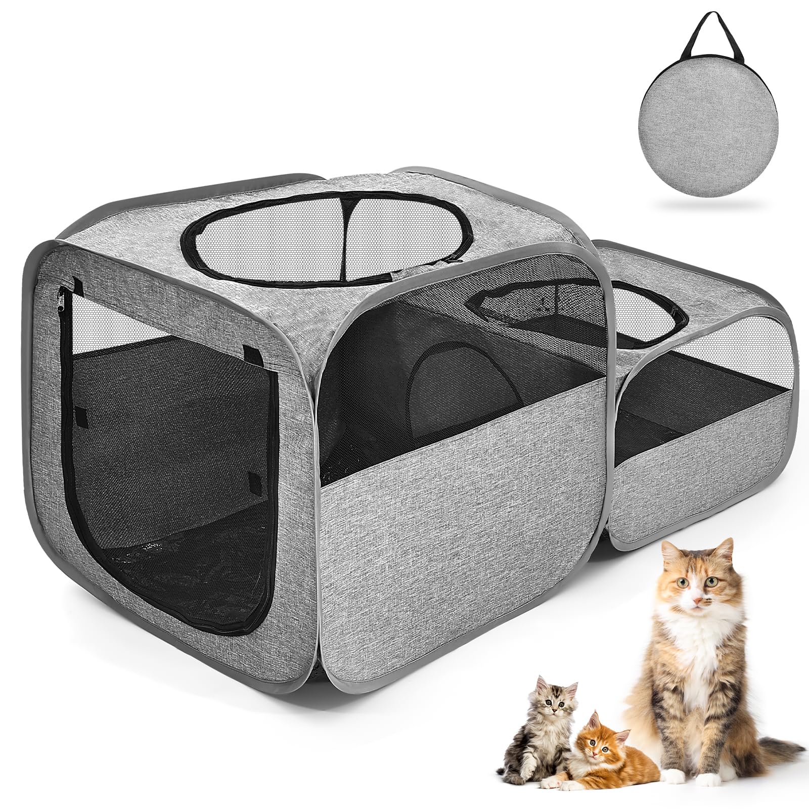 Photo 1 of Tailtastic Large Outdoor Cat Playpen, Foldable 2-in-1 Zone Waterproof Cat Enclosure Puppy Pen for Outdoor Use, Portable Pet Playpen with Soft Sides, Great for Gardens, Camping, Backyard