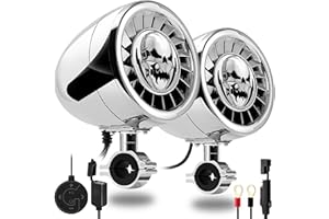 GoHawk Motorcycle Bluetooth Speakers | 5" Waterproof Motorcycle Stereo System | Built-in Amplifier Audio Music Player w/USB, Great for Motorcycle, UTV, ATV, AS5-X Chrome