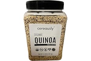 CEREAUSLY Organic Tri-Color Quinoa – Premium Royal Quinoa from Bolivia – Kosher and Non-GMO Quinoa Bulk – Vegan and Gluten-Fee Cooking Quinoa – 3 LB