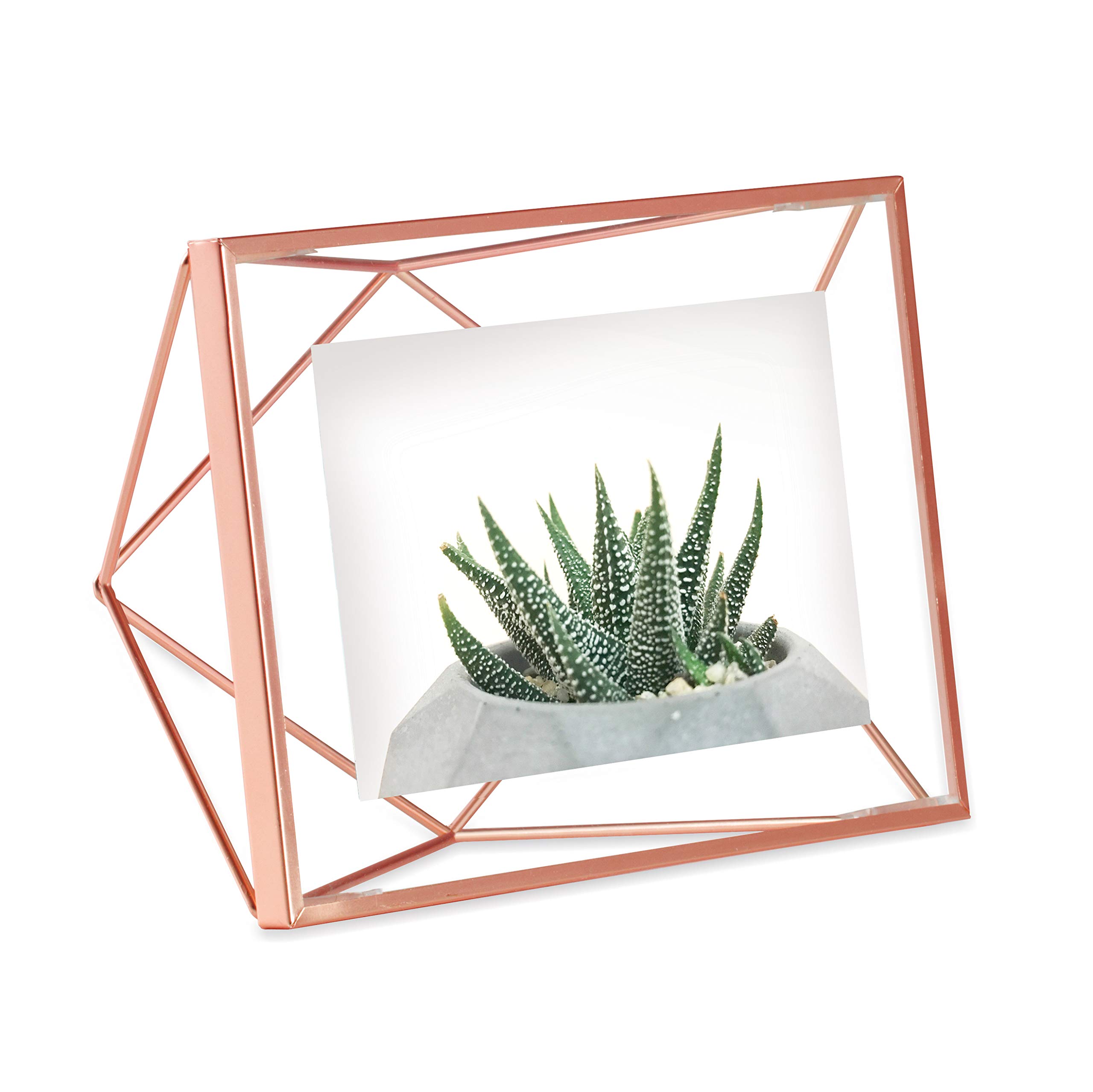 Umbra Prisma Picture Frame, 4 x 6 Photo Display for Desk or Wall, Copper 10x15
