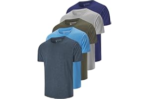5 Pack Men's Dry Fit T Shirts, Athletic Running Gym Workout Short Sleeve Tee Shirts for Men