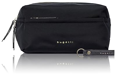 bugatti Contratempo RFID Nylon Kulturbeutel für Damen - edle Kosmetiktasche in schwarz