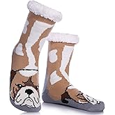 DYW Mens Slipper Socks Animal Fuzzy Non Slip Fluffy Winter Warm Soft Thick Fleece lined Thermal Home Socks