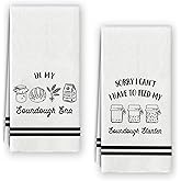 Bnzolyoia Funny Sourdough Baking Kitchen Towels Set, Gifts for Sourdough Bakers Chef, Sorry I Can't I Have to Feed My Sourdough Starter Hand Dish Towels for Kitchen, 16x24 Inch, Set of 2