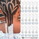VENOFEN 60PCS White Heart Hair Beads for Braids Clear Round Bead | Cute Pony Bead Accessories, Loc Beads for Kids Girls, Dreadlock Decoration Jewelry
