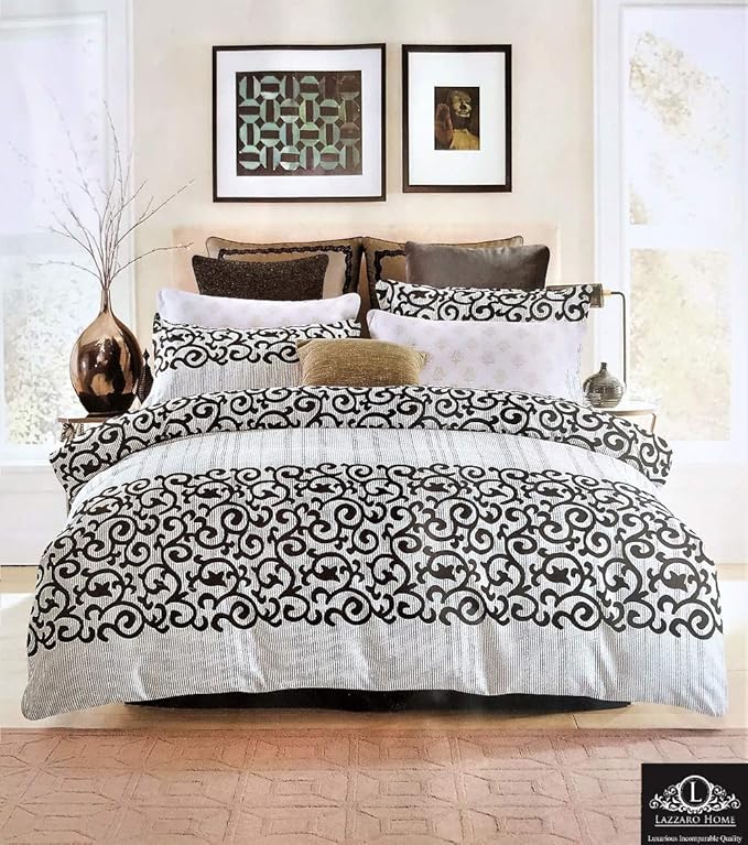 LAZZARO Checkered, Poly Cotton Quilt Duvet Cover and 2 Pillowcase